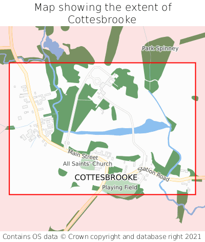 Map showing extent of Cottesbrooke as bounding box