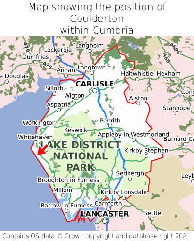 Map showing location of Coulderton within Cumbria