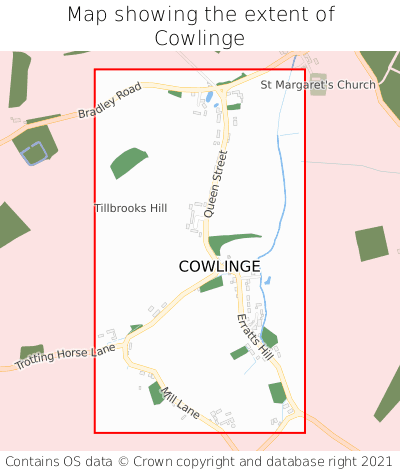 Map showing extent of Cowlinge as bounding box