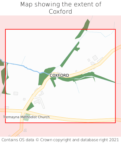 Map showing extent of Coxford as bounding box