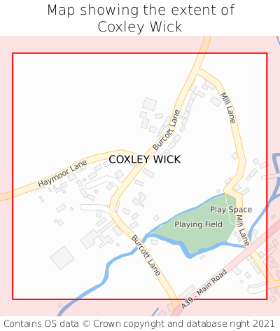 Map showing extent of Coxley Wick as bounding box