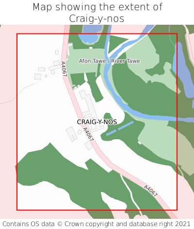 Map showing extent of Craig-y-nos as bounding box