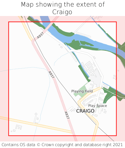 Map showing extent of Craigo as bounding box