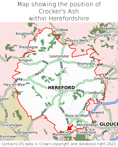 Map showing location of Crocker's Ash within Herefordshire