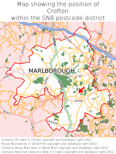 Map showing location of Crofton within SN8