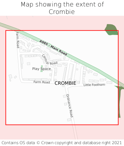 Map showing extent of Crombie as bounding box