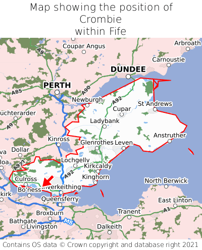 Map showing location of Crombie within Fife