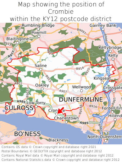 Map showing location of Crombie within KY12