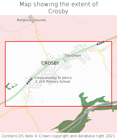 Map showing extent of Crosby as bounding box