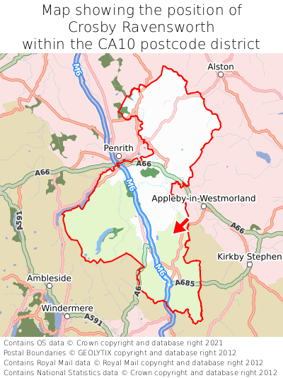 Map showing location of Crosby Ravensworth within CA10