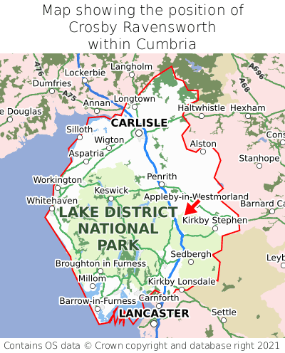 Map showing location of Crosby Ravensworth within Cumbria