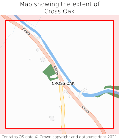 Map showing extent of Cross Oak as bounding box