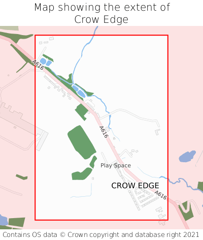 Map showing extent of Crow Edge as bounding box