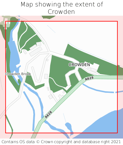 Map showing extent of Crowden as bounding box