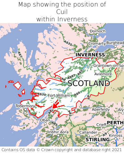 Map showing location of Cuil within Inverness