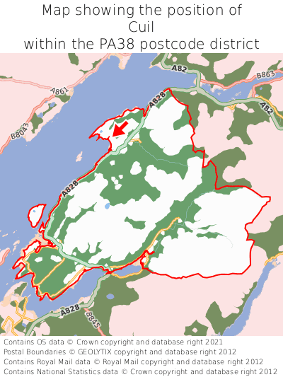 Map showing location of Cuil within PA38