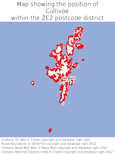 Map showing location of Cullivoe within ZE2