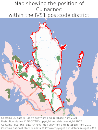 Map showing location of Culnacnoc within IV51