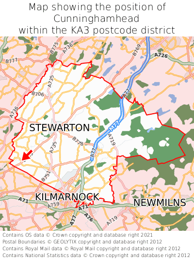 Map showing location of Cunninghamhead within KA3