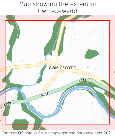 Map showing extent of Cwm-Cewydd as bounding box