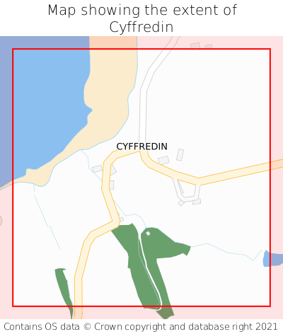 Map showing extent of Cyffredin as bounding box