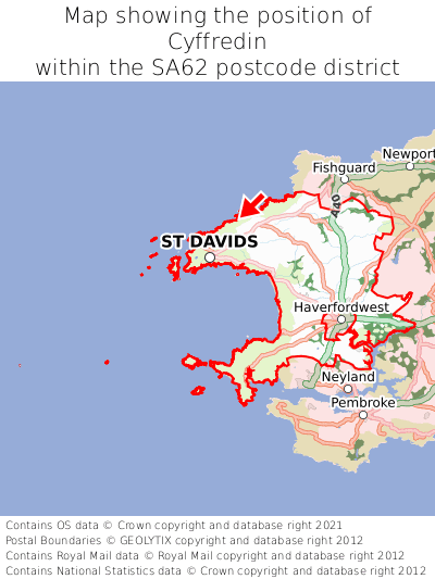 Map showing location of Cyffredin within SA62