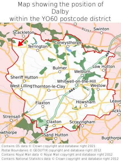 Map showing location of Dalby within YO60