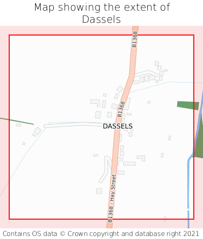 Map showing extent of Dassels as bounding box