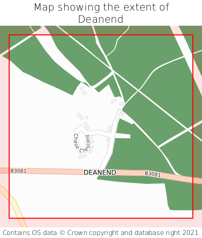 Map showing extent of Deanend as bounding box