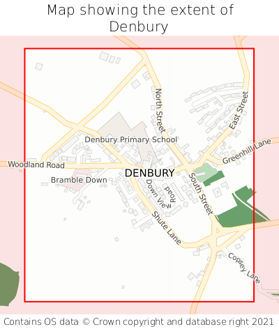 Map showing extent of Denbury as bounding box