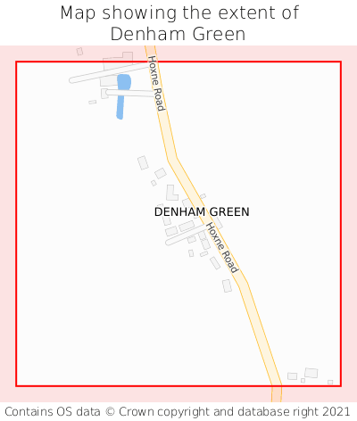 Map showing extent of Denham Green as bounding box