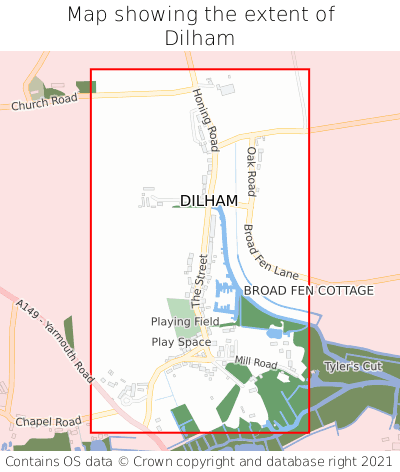 Map showing extent of Dilham as bounding box