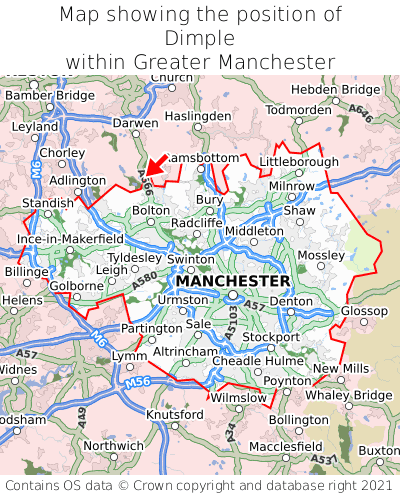 Map showing location of Dimple within Greater Manchester