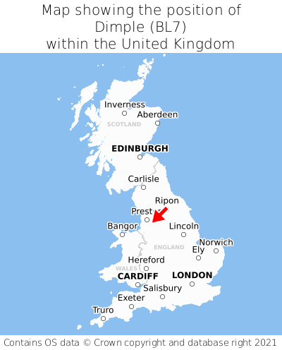 Map showing location of Dimple within the UK