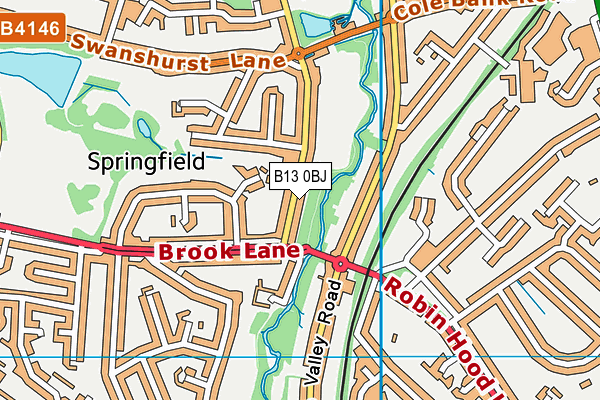 B13 0BJ map - OS VectorMap District (Ordnance Survey) B13 0BJ map - OS VectorMap District (Ordnance Survey)