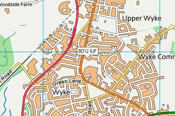 BD12 9JF map - OS VectorMap District (Ordnance Survey) BD12 9JF map - OS VectorMap District (Ordnance Survey)