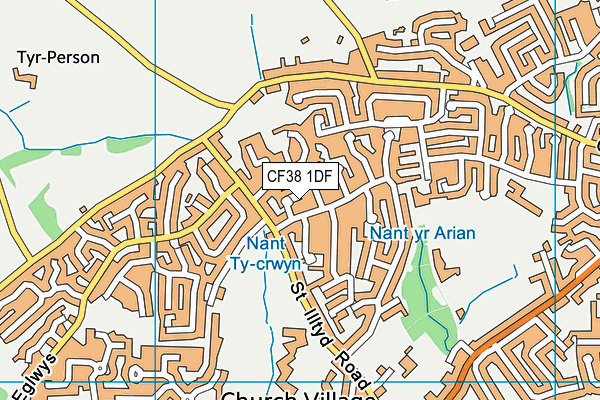 CF38 1DF map - OS VectorMap District (Ordnance Survey) CF38 1DF map - OS VectorMap District (Ordnance Survey)