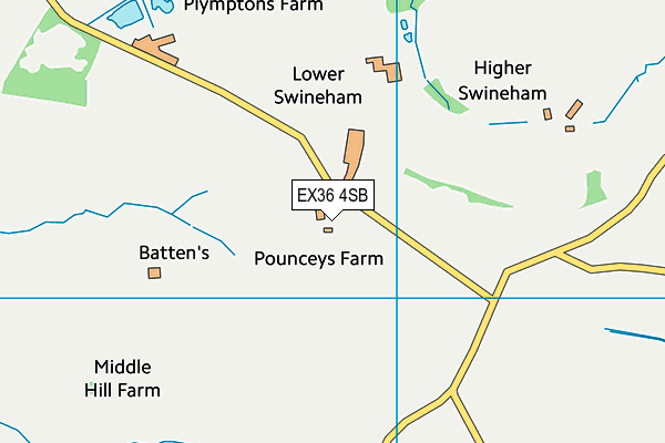 EX36 4SB map - OS VectorMap District (Ordnance Survey) EX36 4SB map - OS VectorMap District (Ordnance Survey)