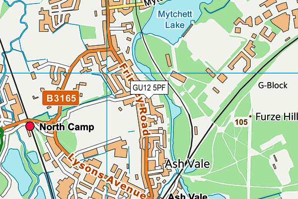 GU12 5PF map - OS VectorMap District (Ordnance Survey) GU12 5PF map - OS VectorMap District (Ordnance Survey)