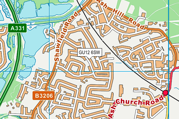 GU12 6SW map - OS VectorMap District (Ordnance Survey) GU12 6SW map - OS VectorMap District (Ordnance Survey)