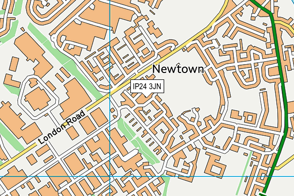 IP24 3JN map - OS VectorMap District (Ordnance Survey) IP24 3JN map - OS VectorMap District (Ordnance Survey)