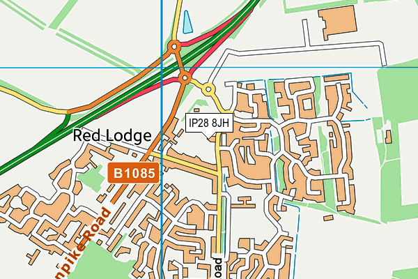 IP28 8JH map - OS VectorMap District (Ordnance Survey) IP28 8JH map - OS VectorMap District (Ordnance Survey)