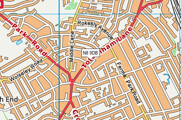 N8 9DB map - OS VectorMap District (Ordnance Survey) N8 9DB map - OS VectorMap District (Ordnance Survey)