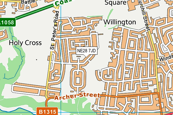 NE28 7JD map - OS VectorMap District (Ordnance Survey) NE28 7JD map - OS VectorMap District (Ordnance Survey)