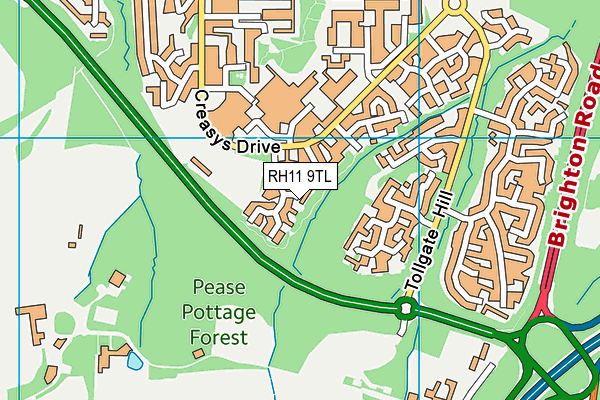 RH11 9TL map - OS VectorMap District (Ordnance Survey) RH11 9TL map - OS VectorMap District (Ordnance Survey)