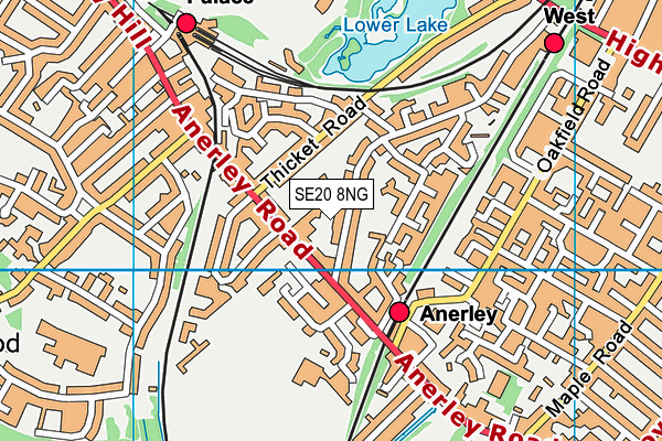 SE20 8NG map - OS VectorMap District (Ordnance Survey) SE20 8NG map - OS VectorMap District (Ordnance Survey)