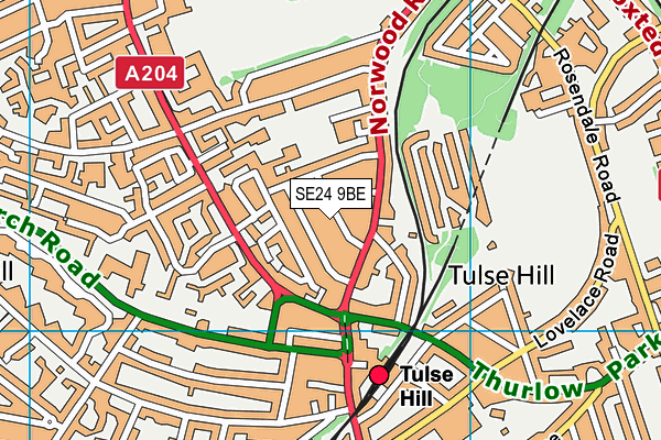 SE24 9BE map - OS VectorMap District (Ordnance Survey) SE24 9BE map - OS VectorMap District (Ordnance Survey)