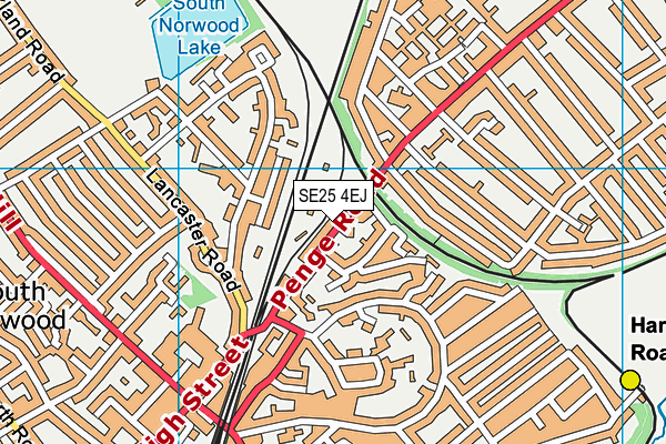 SE25 4EJ map - OS VectorMap District (Ordnance Survey) SE25 4EJ map - OS VectorMap District (Ordnance Survey)