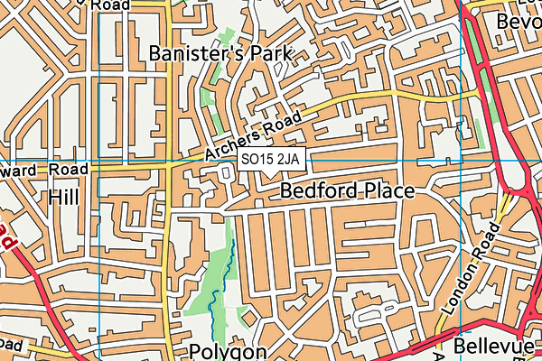 SO15 2JA map - OS VectorMap District (Ordnance Survey) SO15 2JA map - OS VectorMap District (Ordnance Survey)