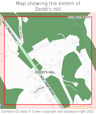 Map showing extent of Dodd's Hill as bounding box